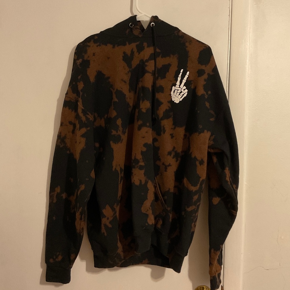 skeleton hand brown black hoodie